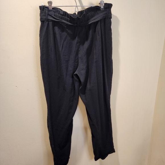ZARA Women's Black Belted Elastic Waisted Pants size XL - Picture 8 of 10